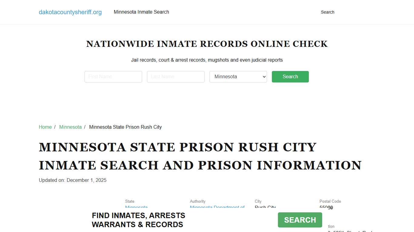 Minnesota State Prison Rush City Inmate Search, Visitation, Phone no. & Mailing Information